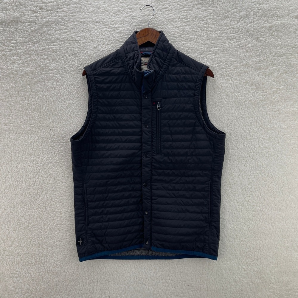 Relwen Windzip Vest Mens Medium Navy Blue Quilted Snap Puffer Gorpcore Huckberry